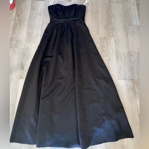 Davids Bridal Bridesmaid Prom Dress Size 10 Strapless Black Pleated Formal Gown